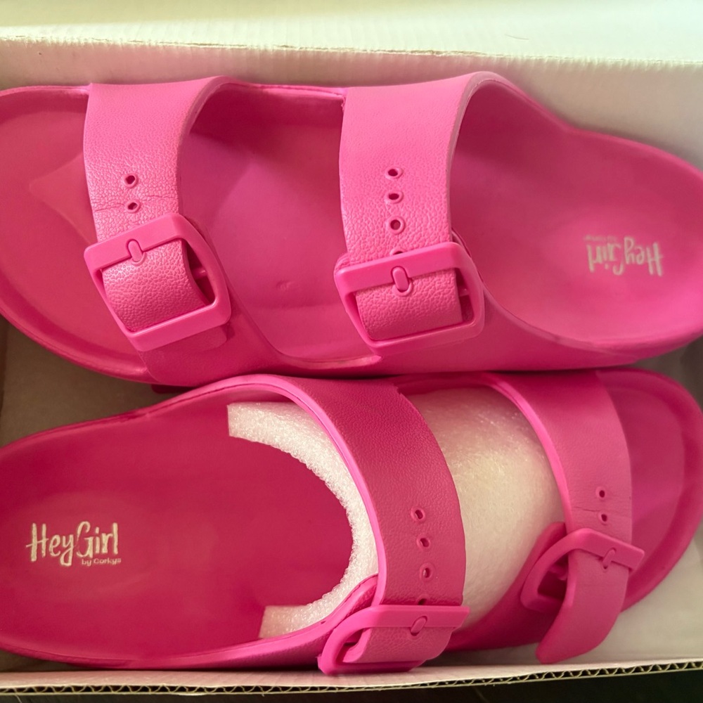 Corkys Hey Girl Waterslide Slip-on Adjustable Waterproof Slide Sandal PINK 10 - Picture 8 of 9